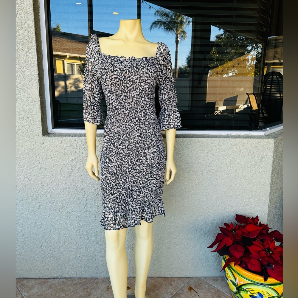 Sugar + Lips Floral Elastic Ruffle Hem Dress